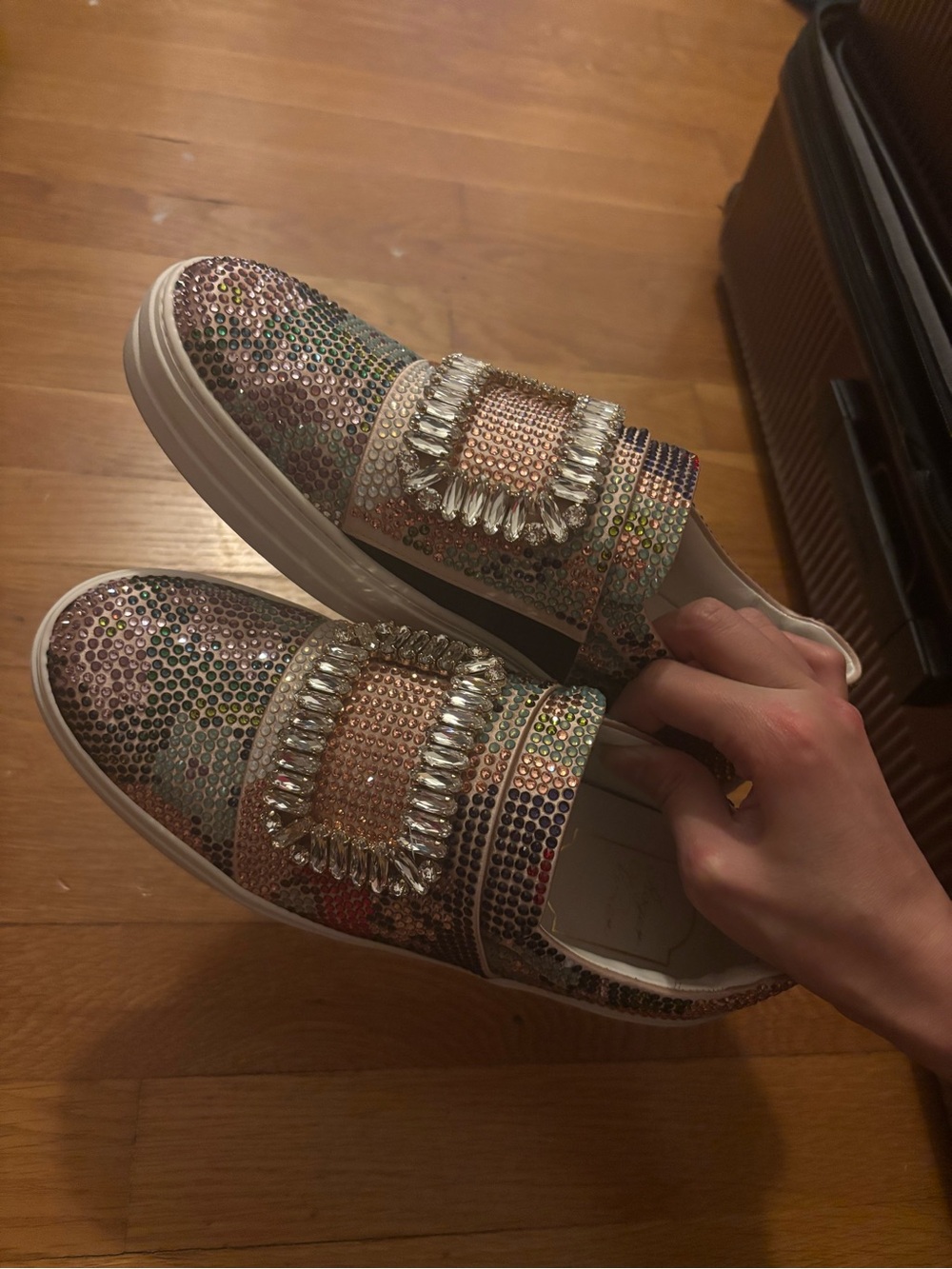 Roger Vivier Multicolor Jeweled Slip-On Mules